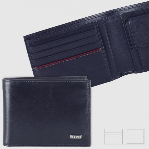 Wallet for Men with Purse classic in smooth leather Blue