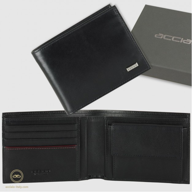 Wallet for Men with Purse classic in smooth leather Black