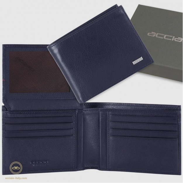 Wallet for Men Smooth leather with flap Ink Blue