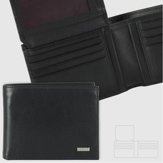 Wallet for Men Smooth leather with flap Black