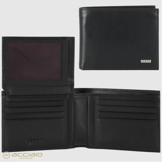 Wallet for Men Smooth leather with flap Black