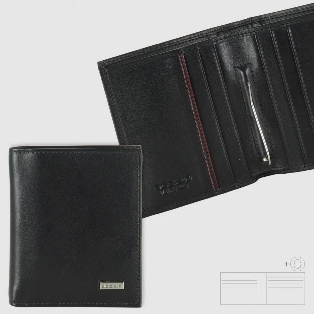 Pocket Wallet money clip in Smooth Leather Black