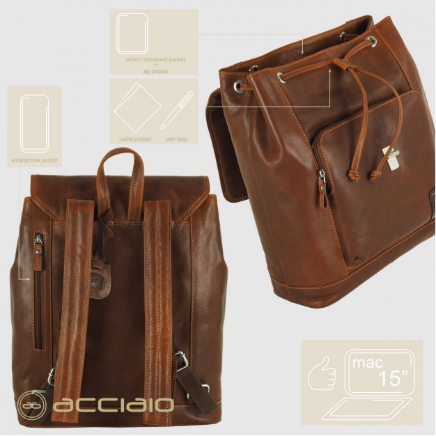 Zaino classico in pelle Piccadilly 15" Castagno