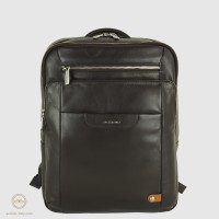 Laptop small backpack Zip 13" leather Moka