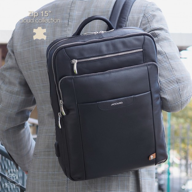 Zaino porta pc Zip 15" pelle Nero Zaino porta pc Zip 15" pelle Nero