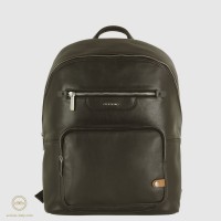 Laptop small backpack Geo 13" leather Moka
