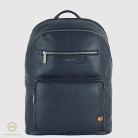 Laptop backpack Geo 15" leather Blue