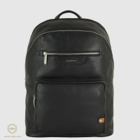 Laptop backpack Geo 15" leather Black