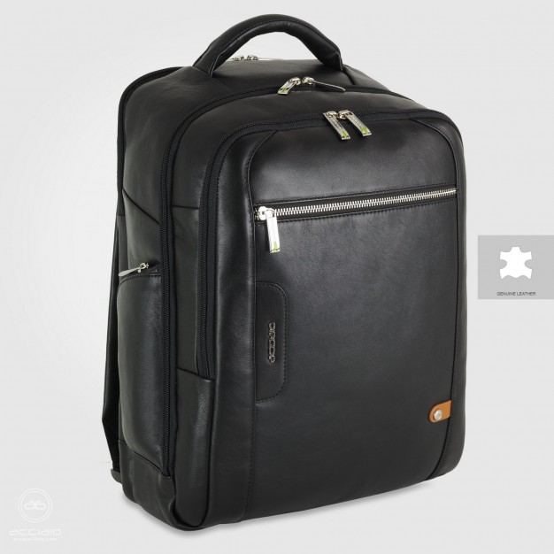Zaino cabin bag pc 15" Traveller in pelle Nero