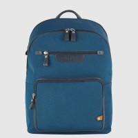 Laptop backpack Geo 15" fabric and leather Cobalt Blue