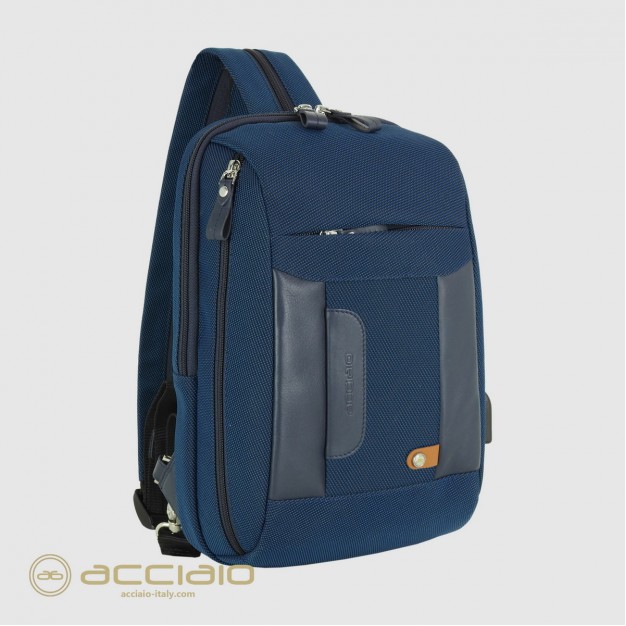 Monosling small backpack "Jet" fabric and leather Navy Blue