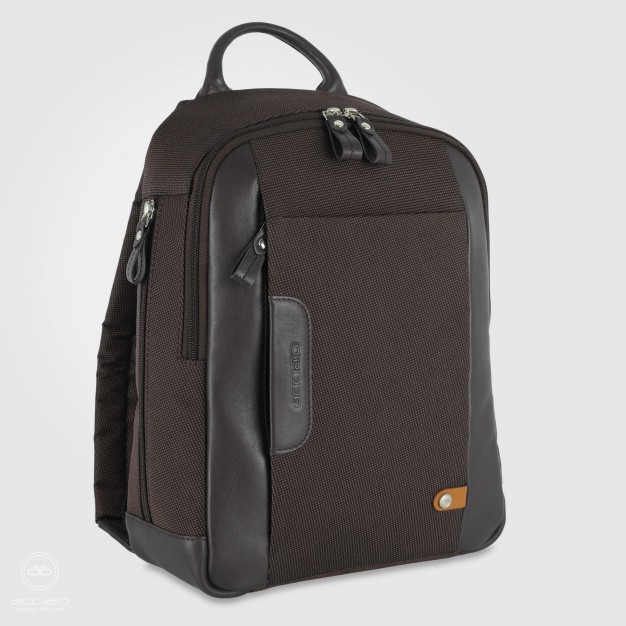 Zaino piccolo tessuto e pelle Marrone Zaino piccolo tessuto e pelle Marrone