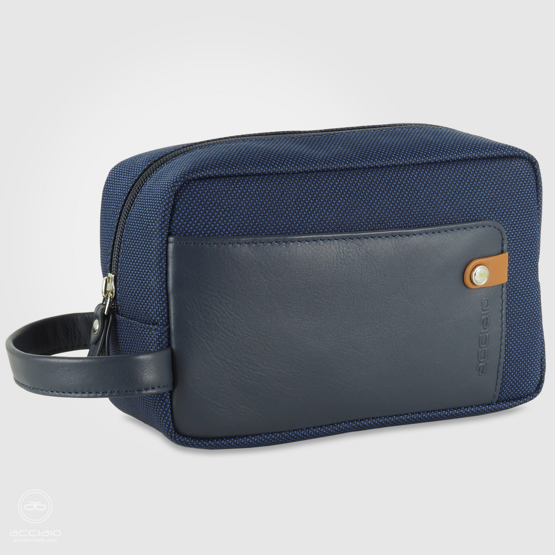 borsello a mano blu largo pochette uomo