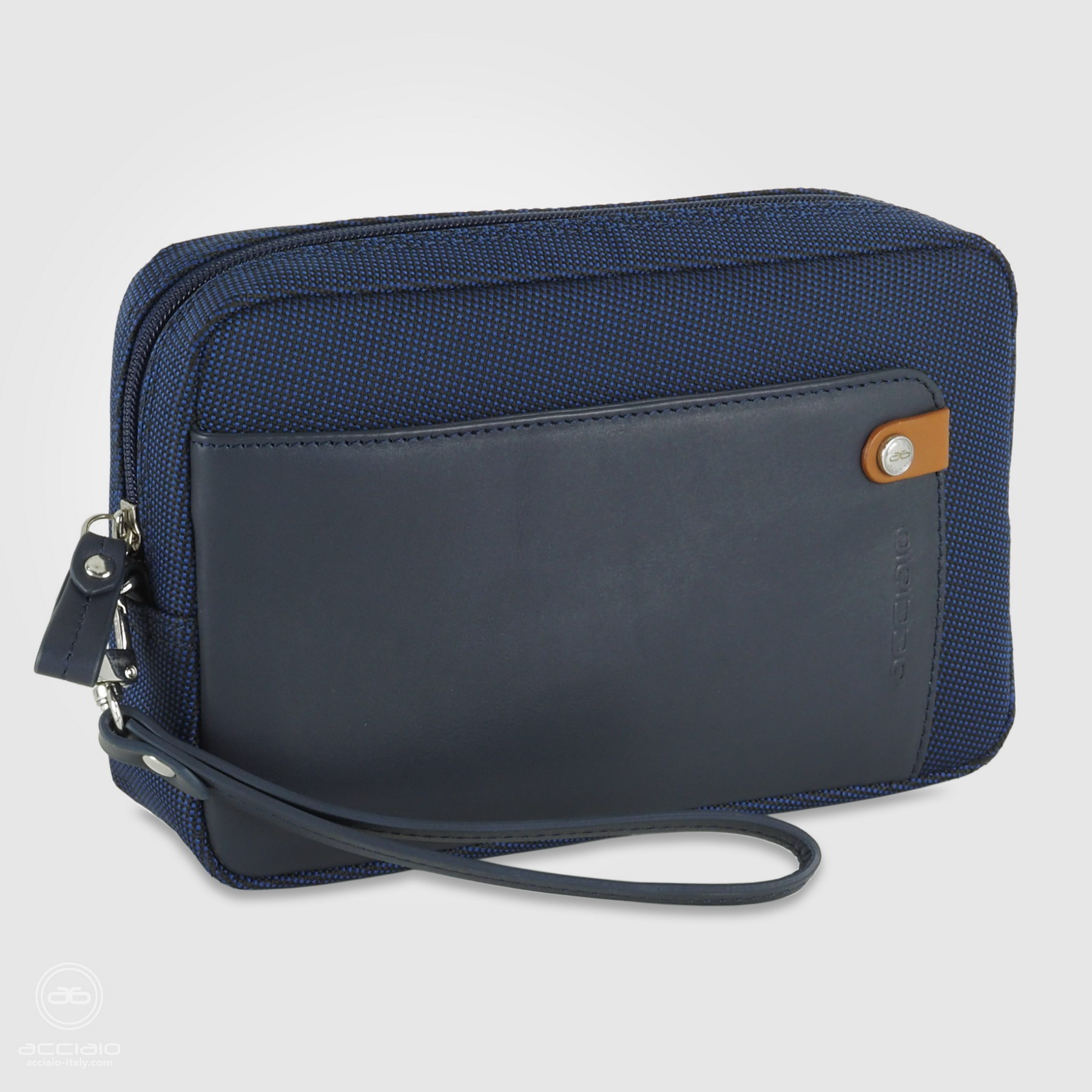 men's wrist bag blue clutch handbag