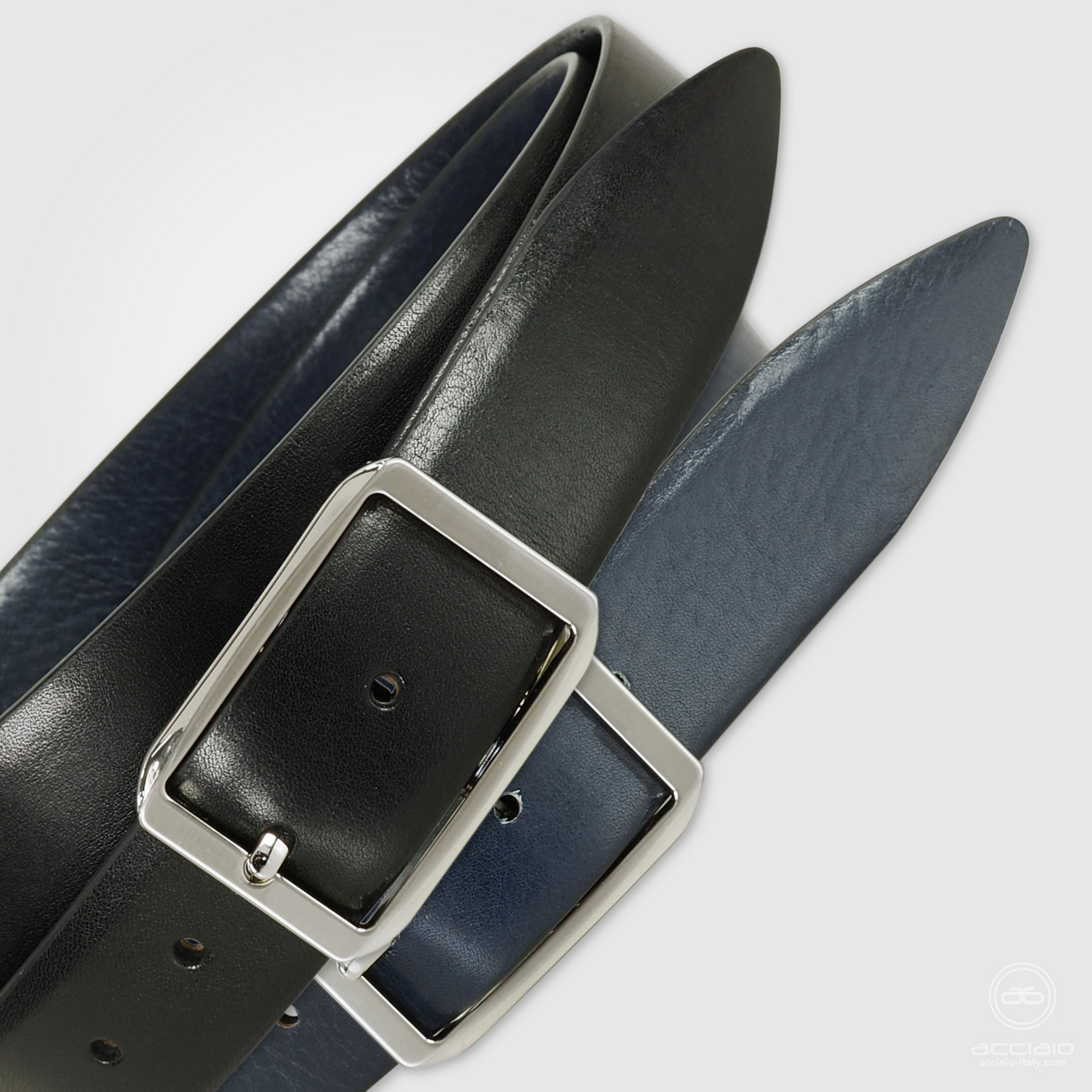 cintura double face nero blu
