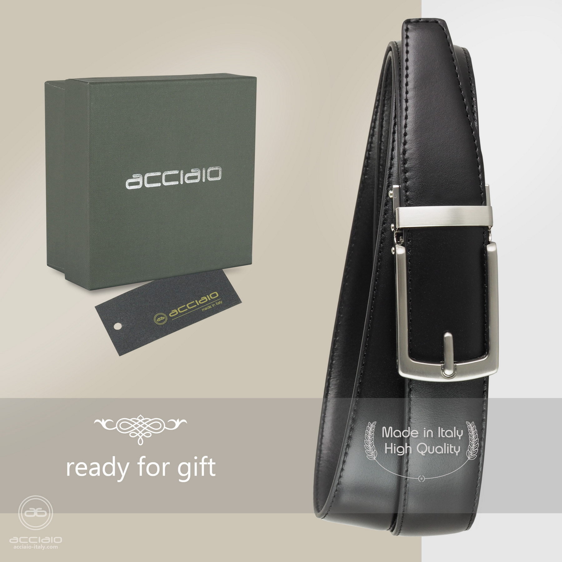 cintura automatica uomo in pelle nera