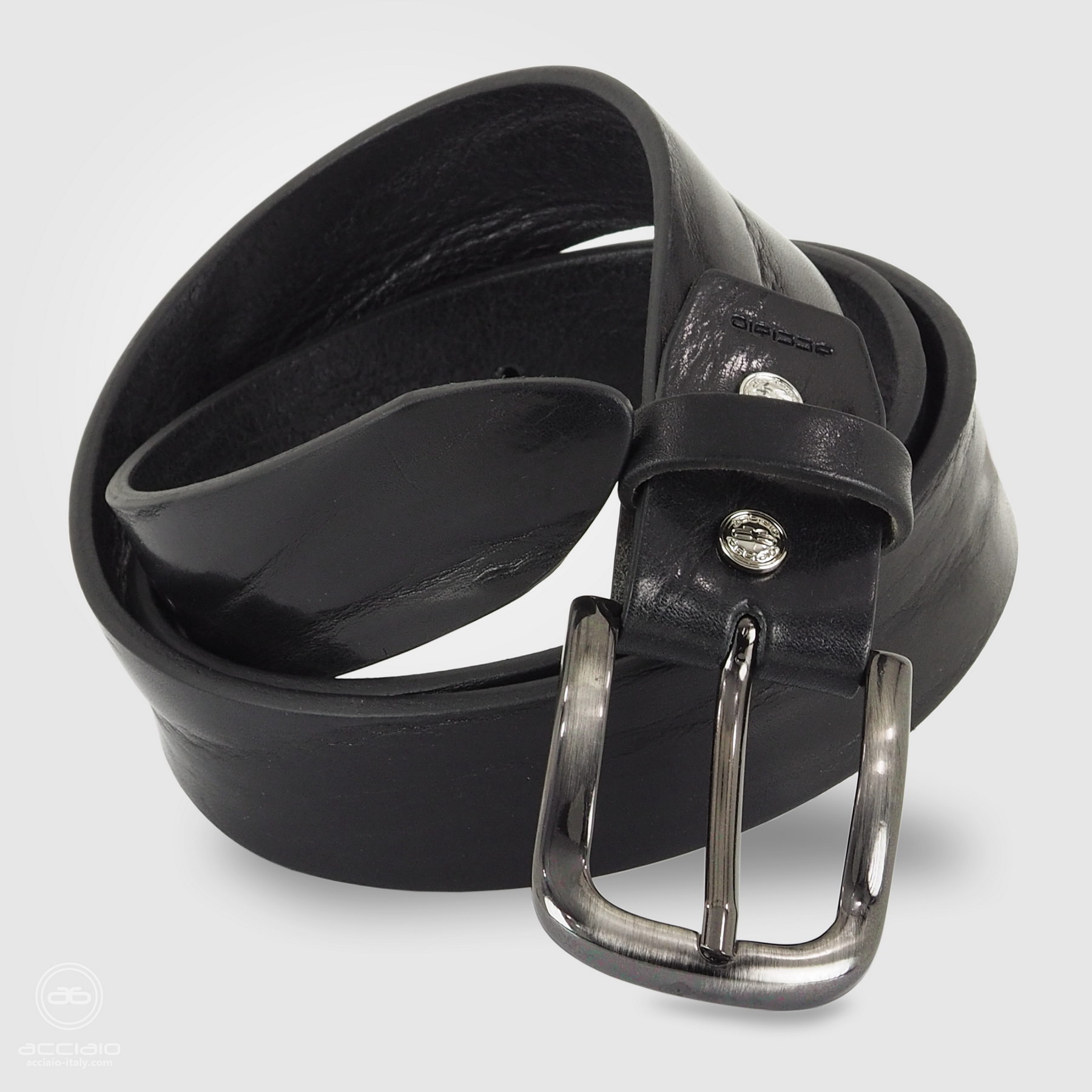 cintura in cuoio Nero plissé