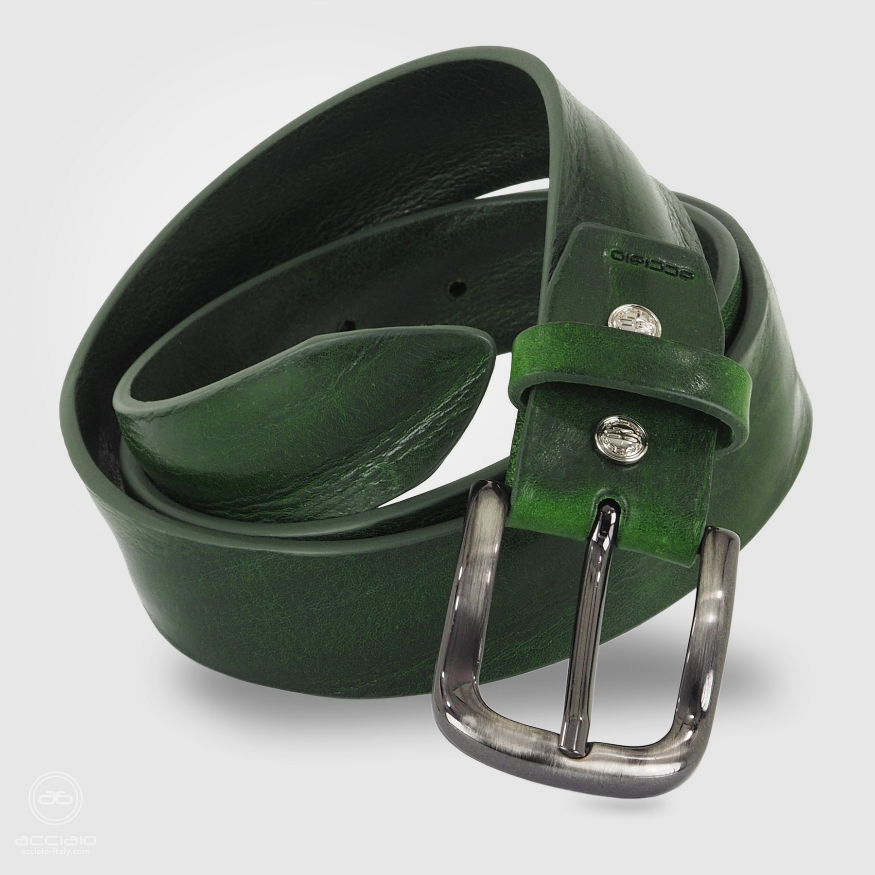 cintura in cuoio Verde plissé