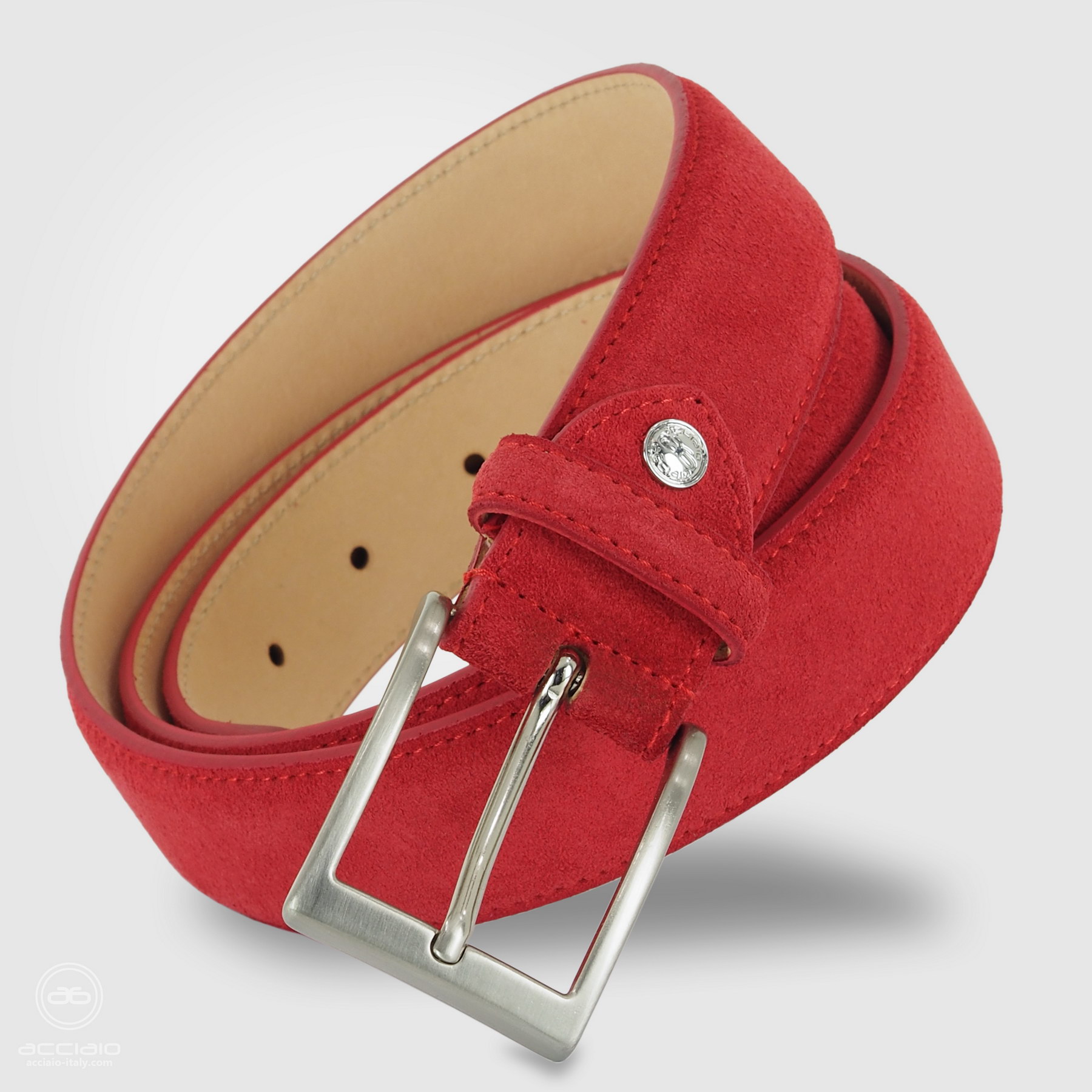 cintura uomo camoscio rosso
