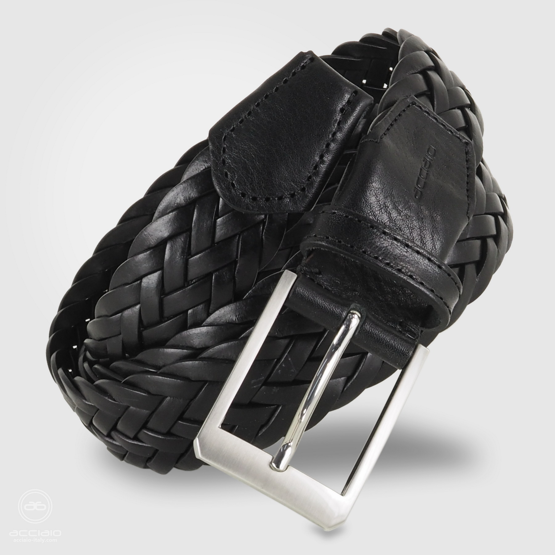 braided men's belt nero leather