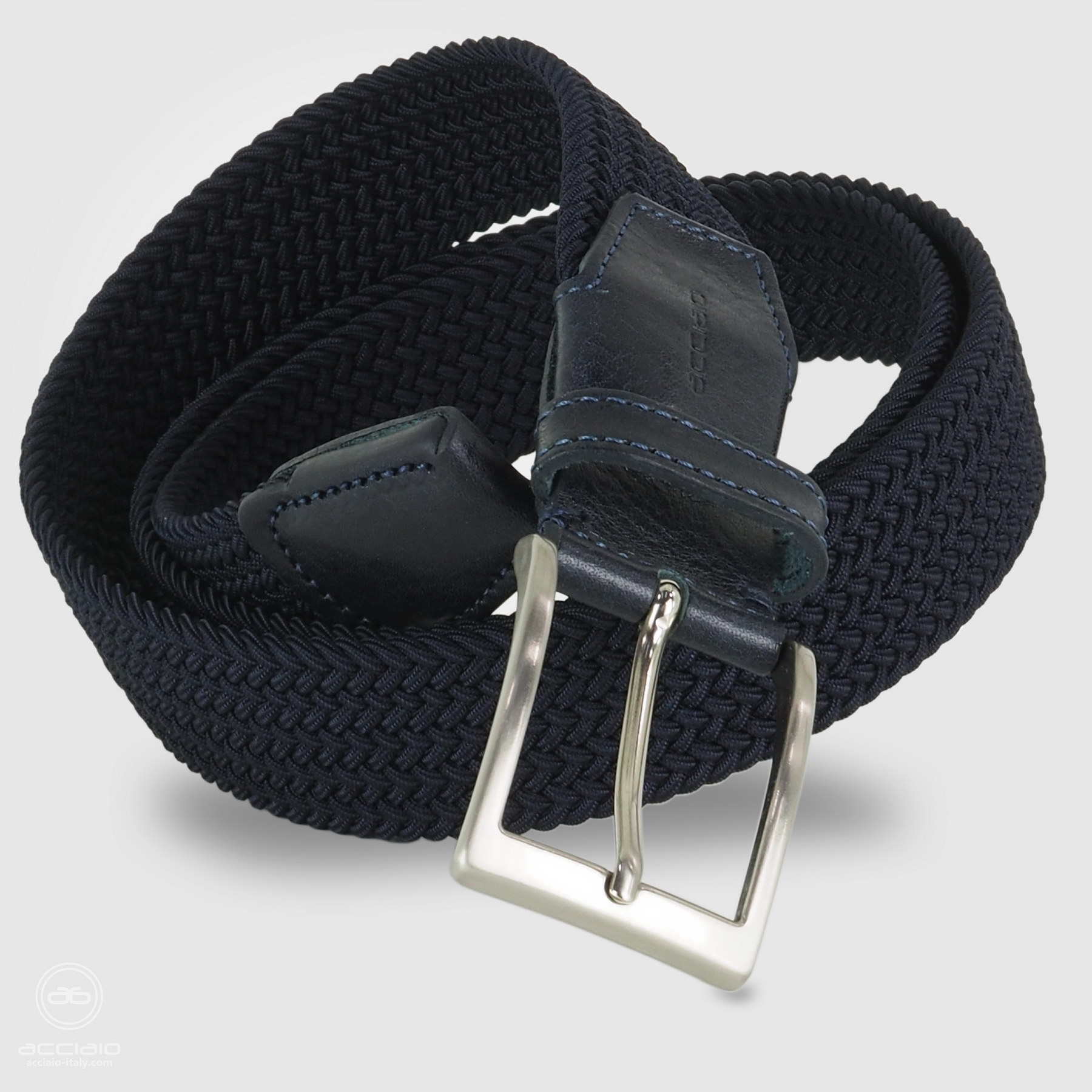 cintura intrecciata elastica blu da uomo
