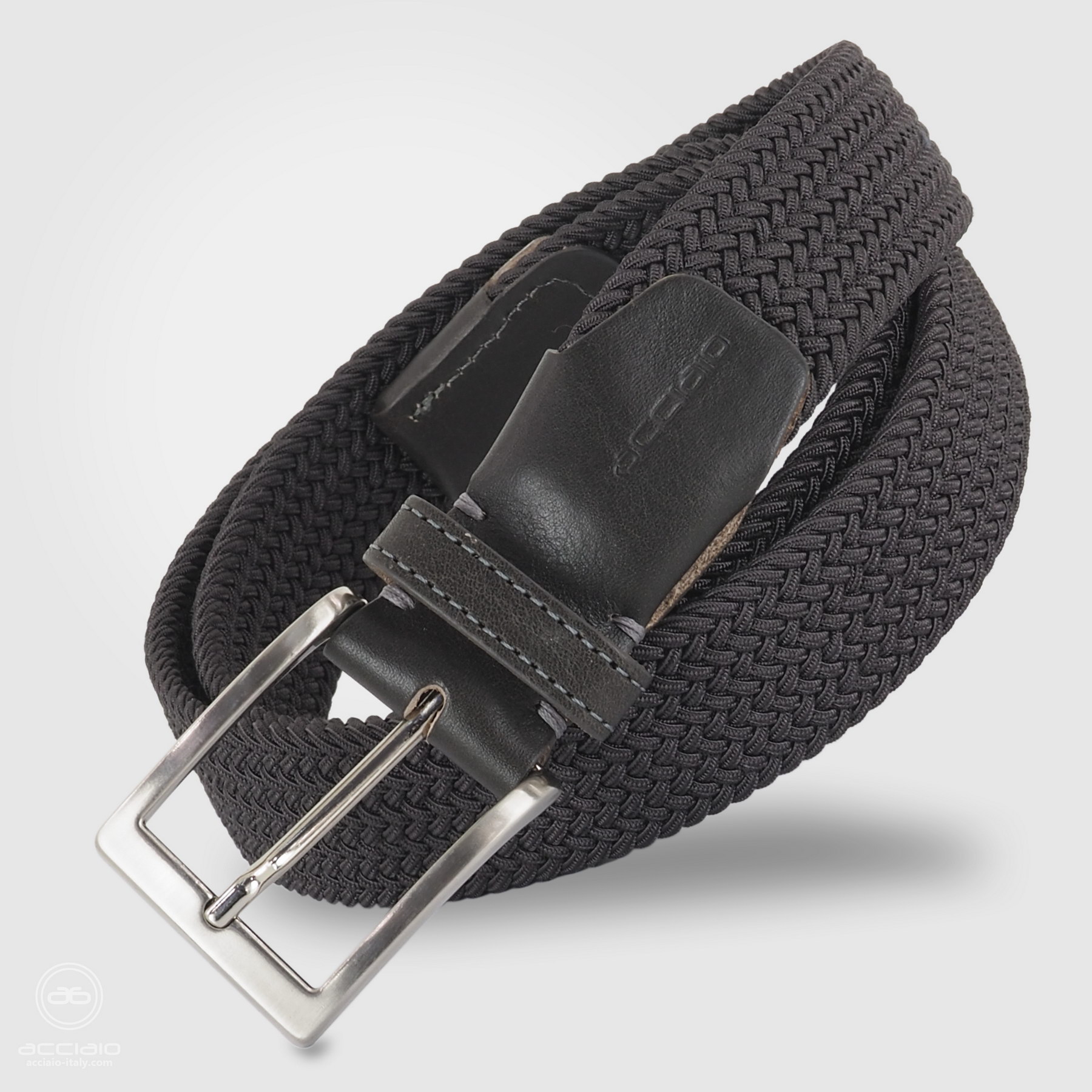 cintura intrecciata elastica grigio da uomo