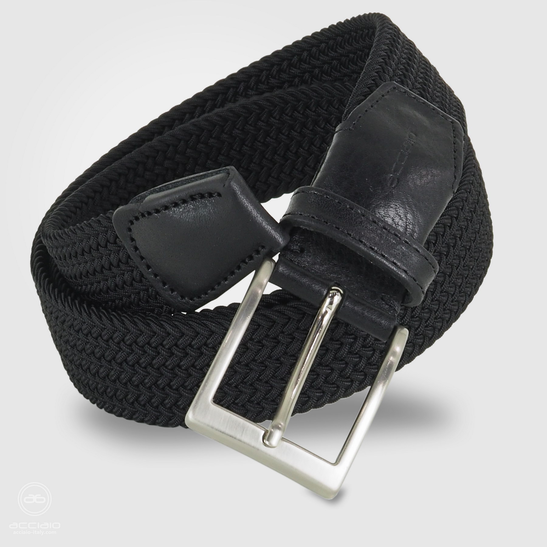 cintura intrecciata elastica nero da uomo