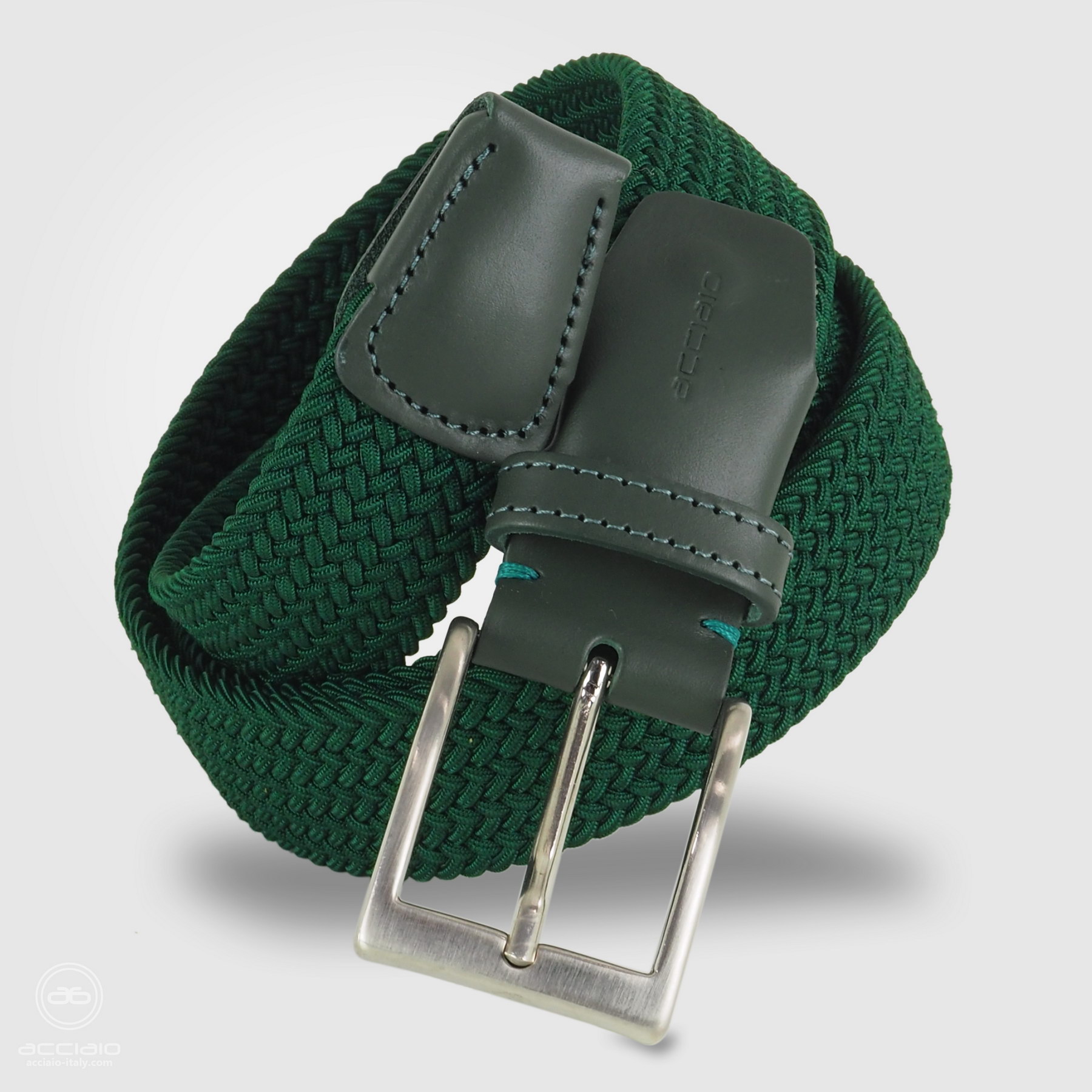 braided stretch men's green belt
