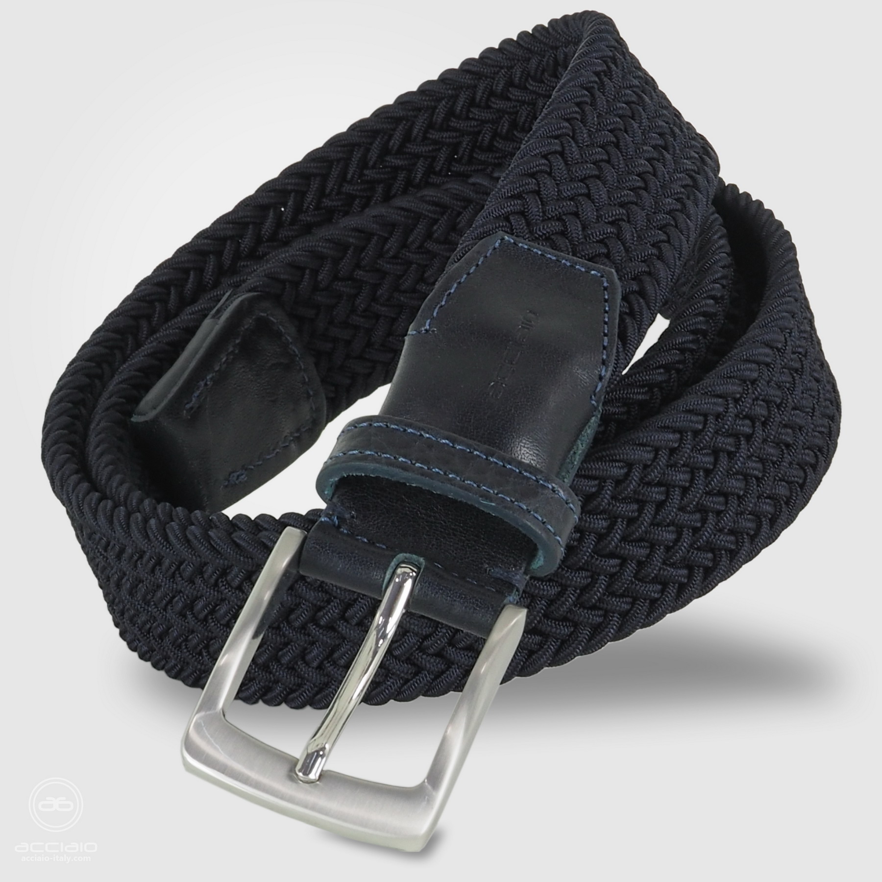 cintura uomo intrecciata elastica blu