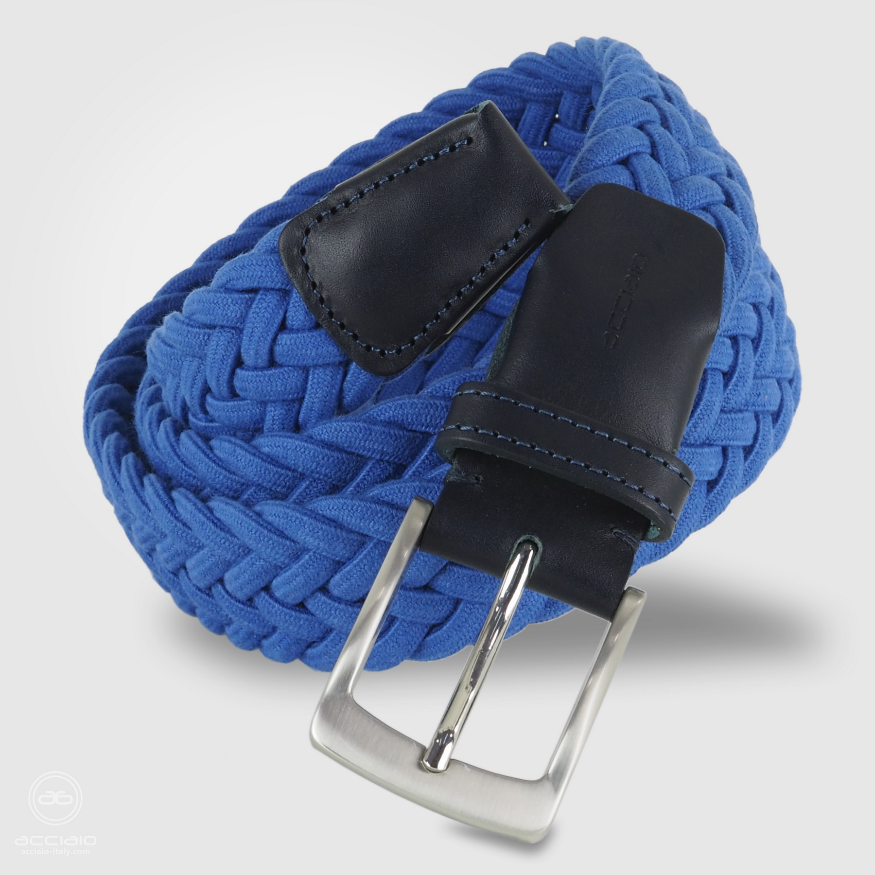 cintura uomo intrecciata celeste blu