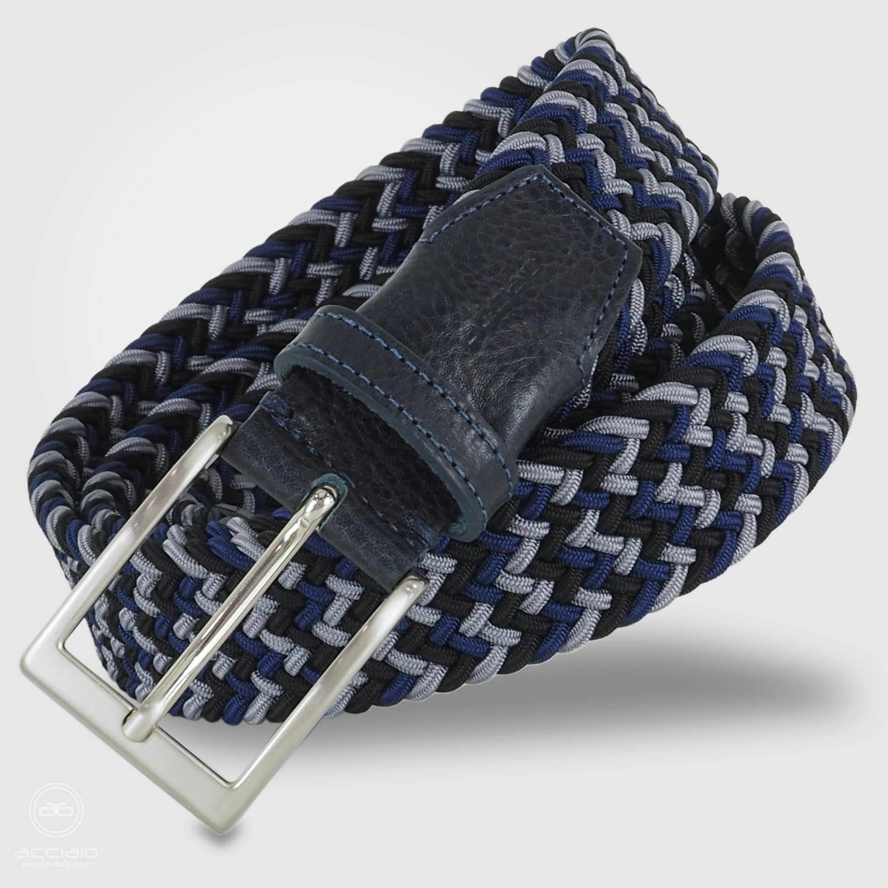 cintura intrecciata elastica blu multicolore