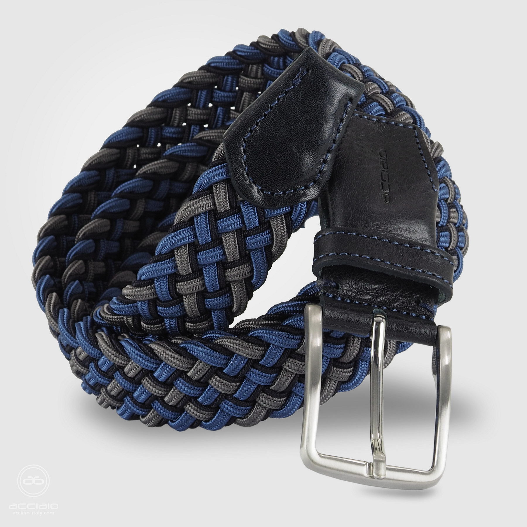 cintura intrecciata elastica blu multicolore