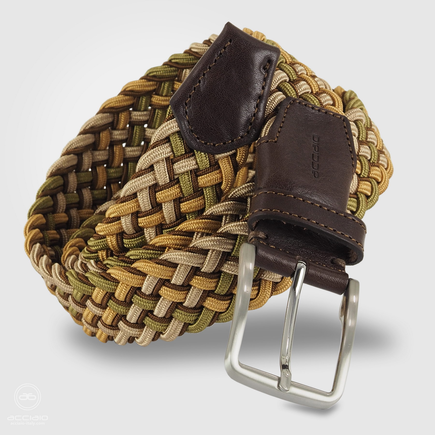 cintura intrecciata elastica marrone multicolore