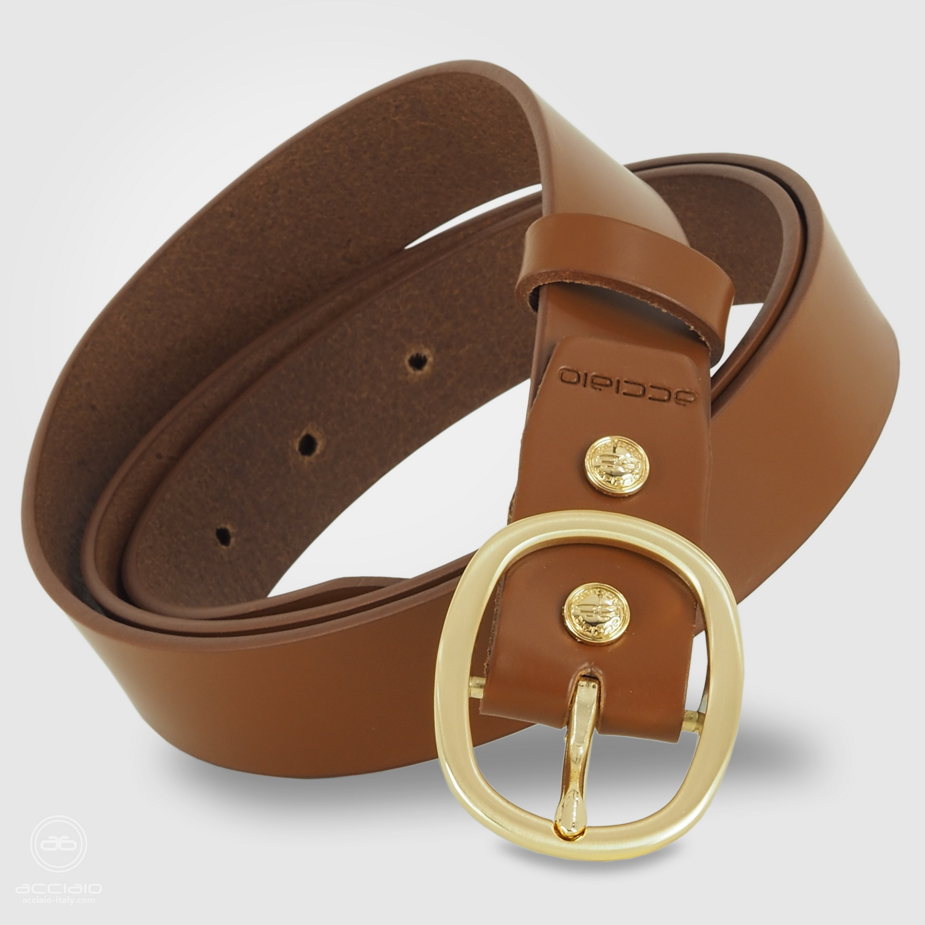 cintura cuoio donna fibbia oro ovale