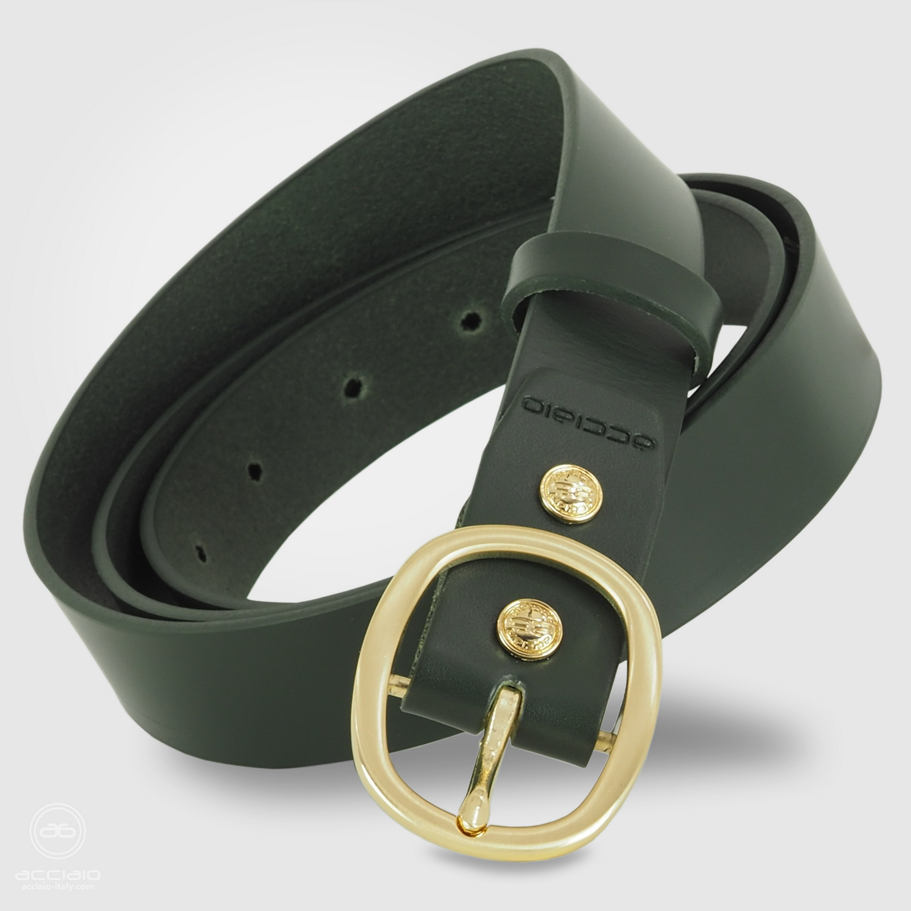 cintura verde donna fibbia oro ovale