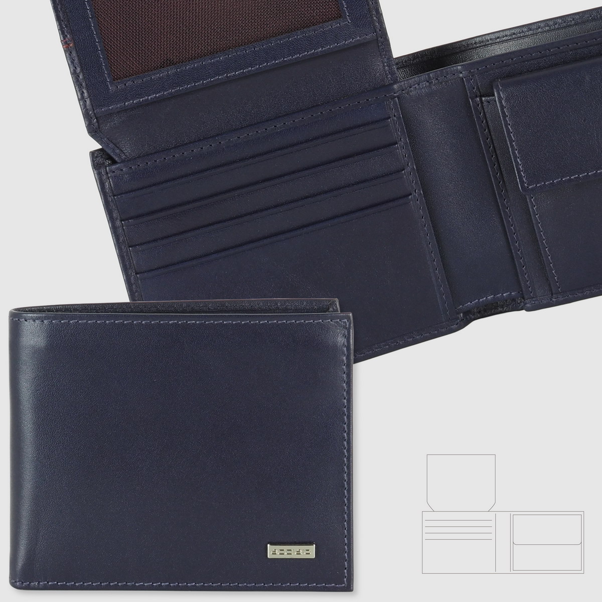 Man's leather wallet with flap