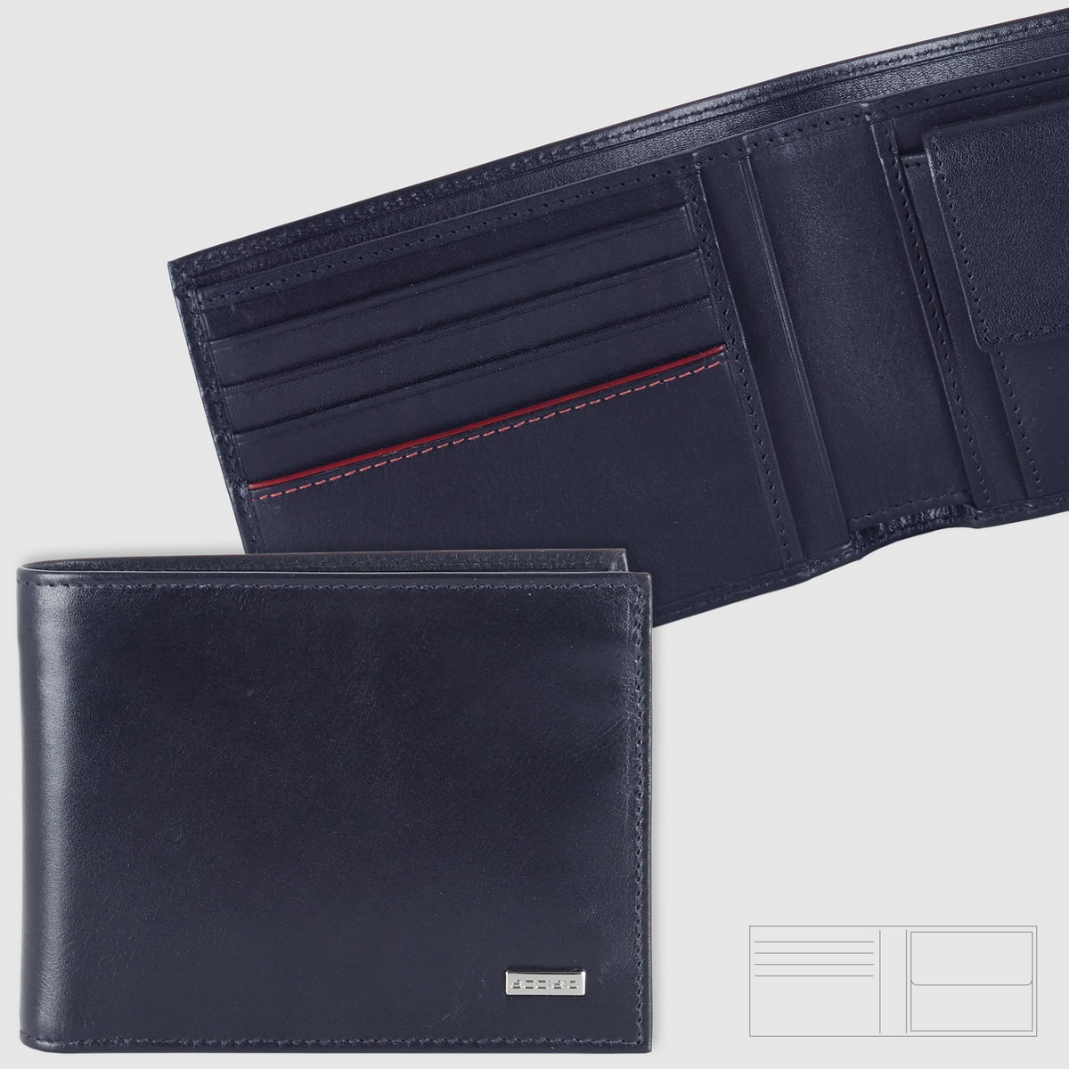 Man's leather wallet with coin pocket