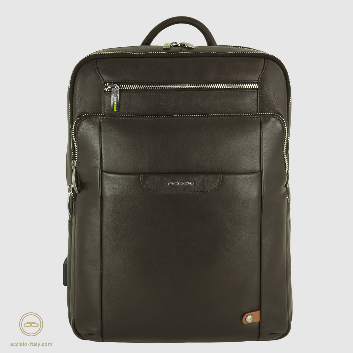 man's laptop leather backpack 15 brown