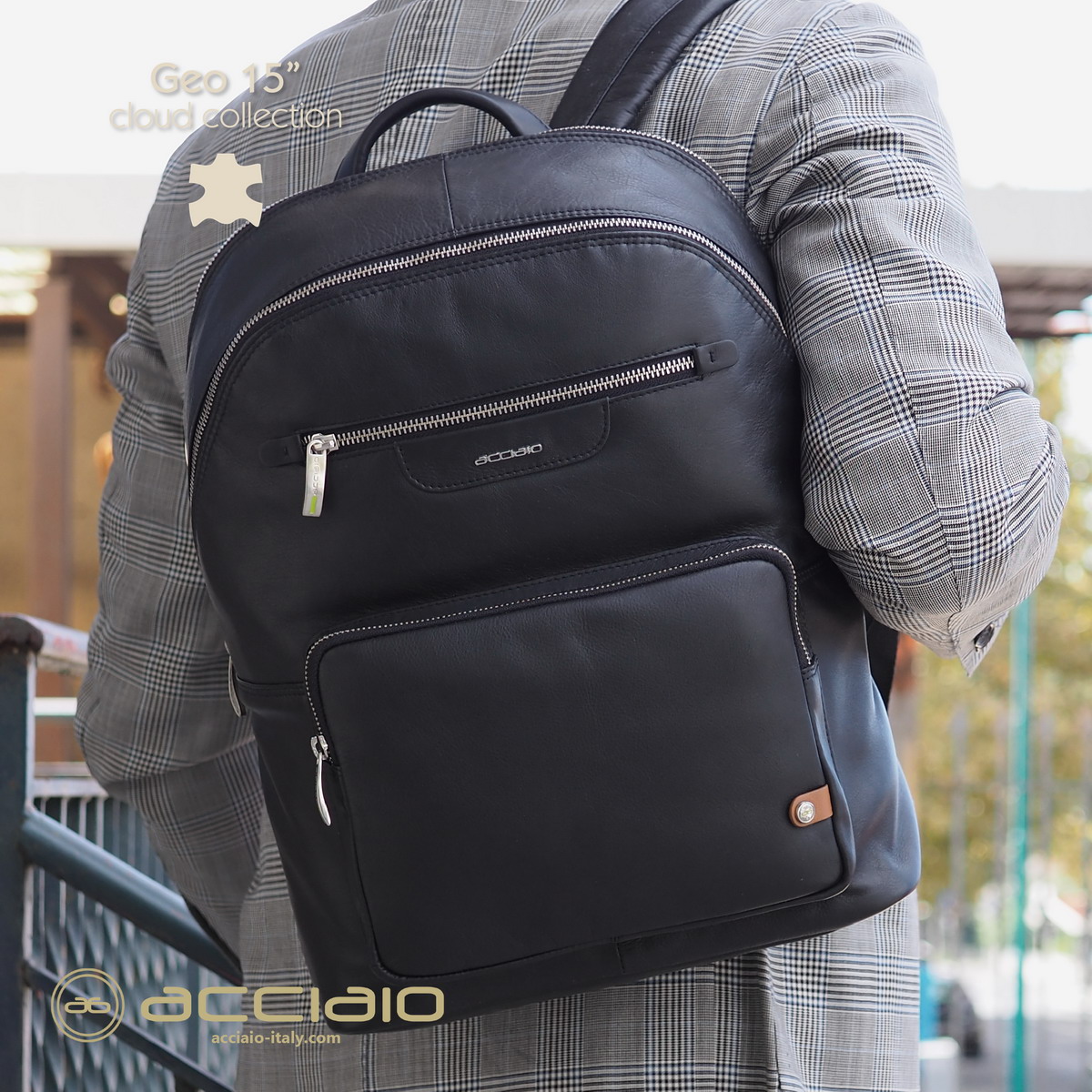 laptop backpack 15 in black leather