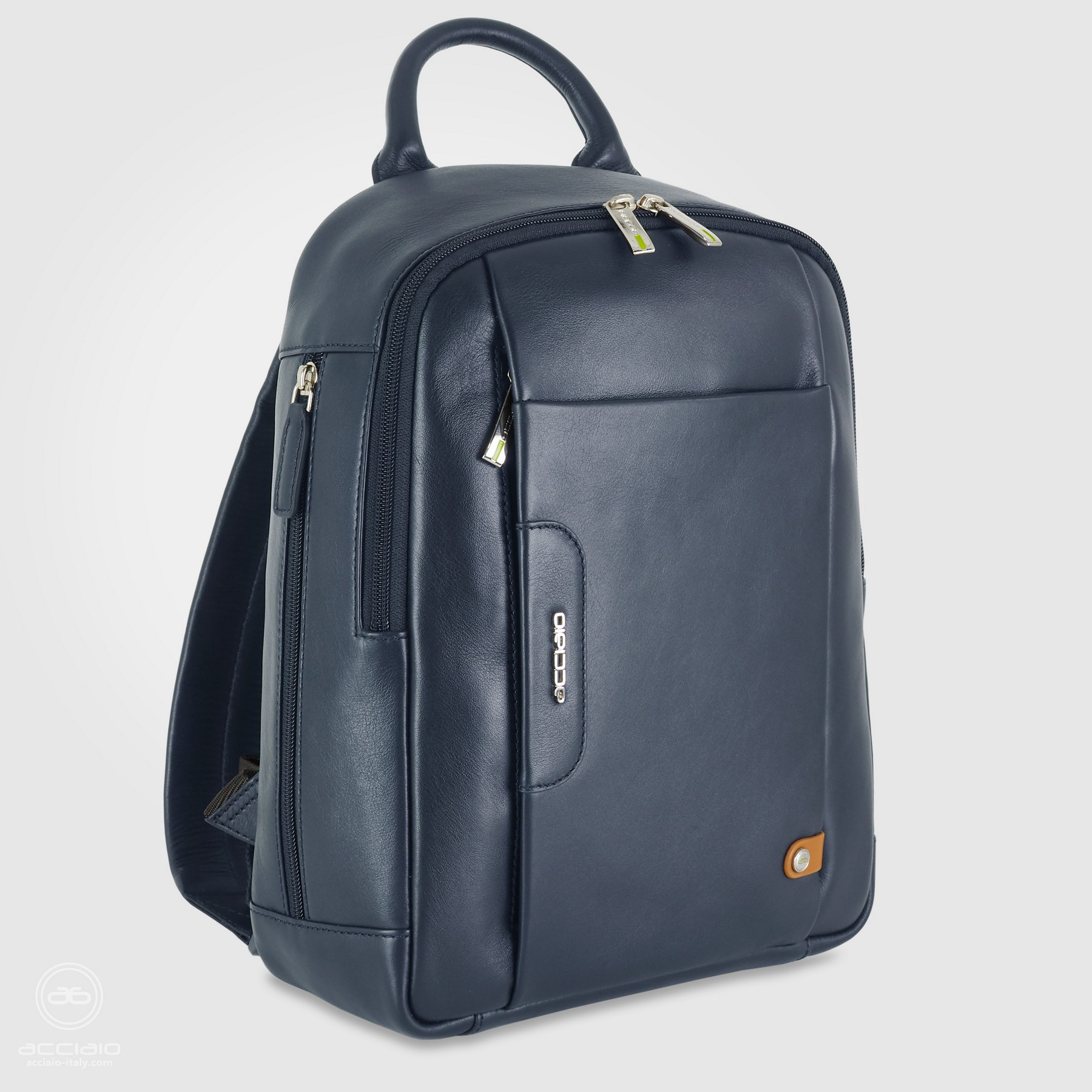 small backpack in leather blue