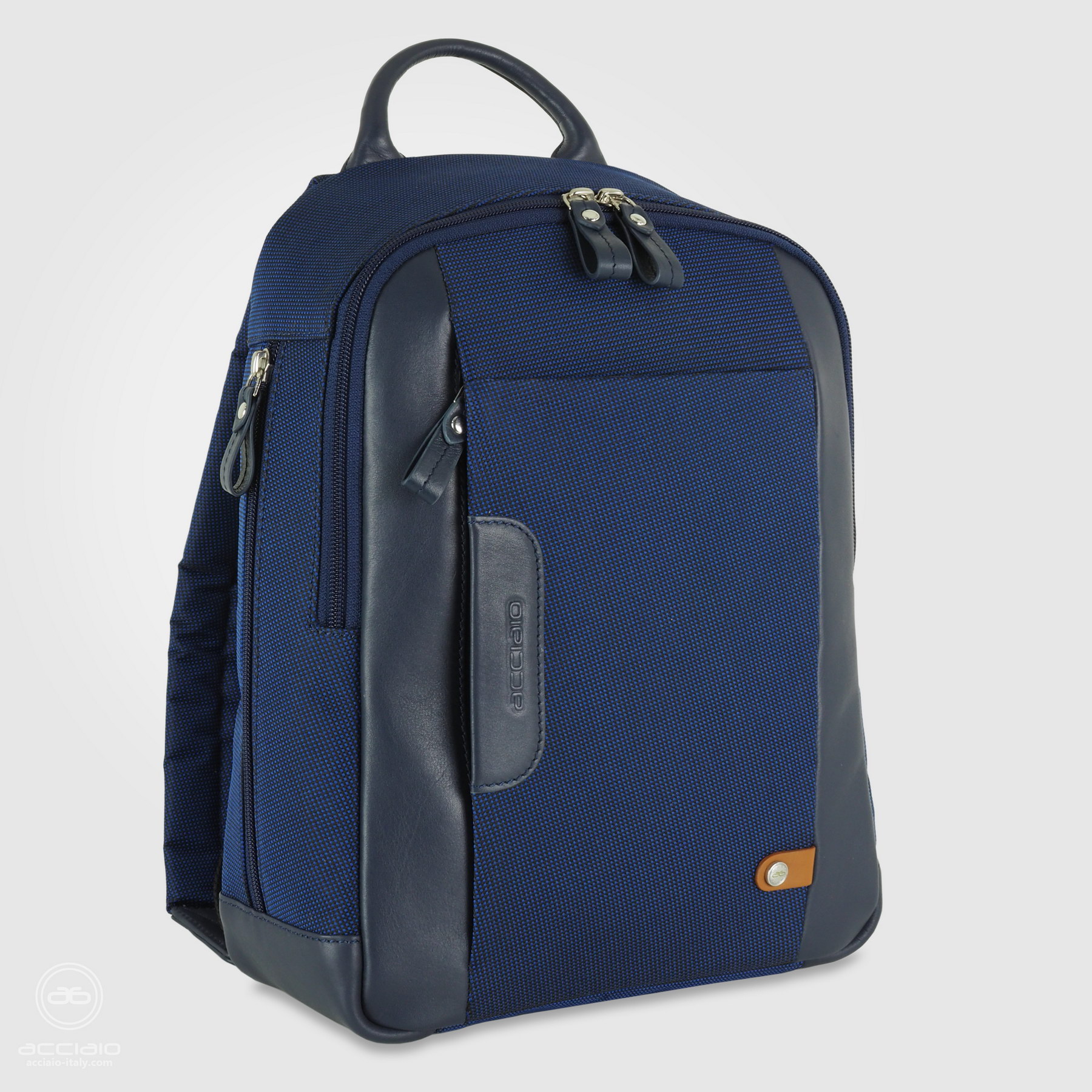 small backpack fabric leather blue