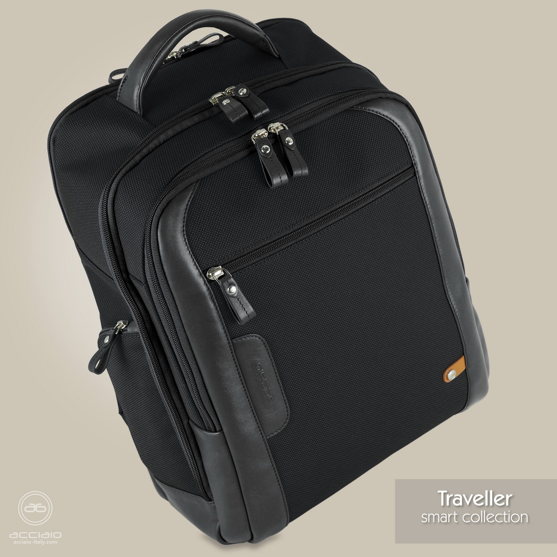 zaino da viaggio porta pc 15 cabin bag tessuto pelle nero